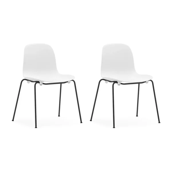 Normann Copenhagen Form Chair stackable chair black legs 2-pack, White Form Chair stackable chair black legs 2-pack, White