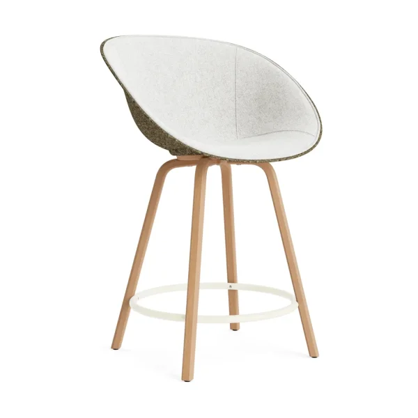 Normann Copenhagen Mat Bar Armchair front-upholstered 65 cm Hallingdal 110-seaweed-beech-cream steel