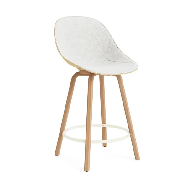 Normann Copenhagen Mat Bar Chair bar stool front upholstered 65 cm Hallingdal 110-hemp-beech-cream steel