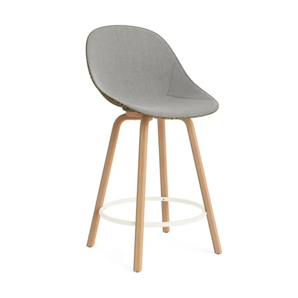 Normann Copenhagen Mat Bar Chair bar stool front upholstered 65 cm Remix 133-seaweed-beech-cream steel