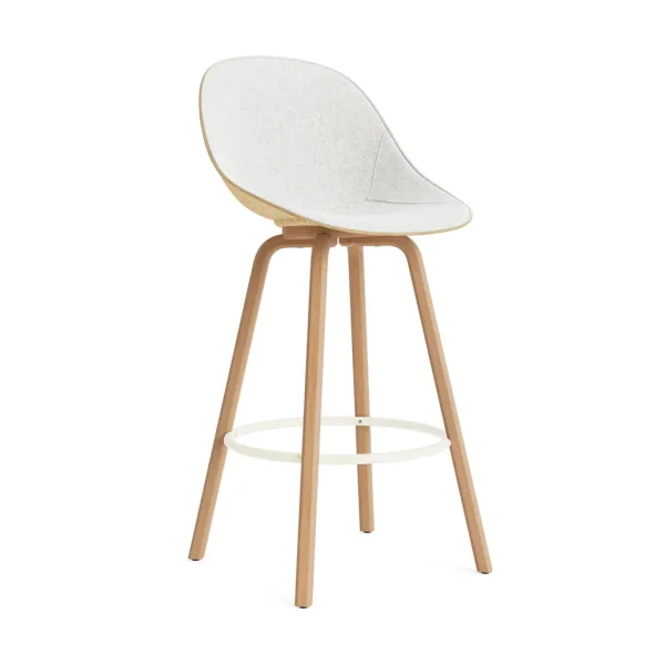Normann Copenhagen Mat Bar Chair bar stool front upholstered 75 cm Hallingdal 110-hemp-beech-cream steel