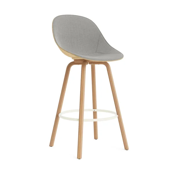 Normann Copenhagen Mat Bar Chair bar stool front upholstered 75 cm Remix 133-hemp-beech-cream steel
