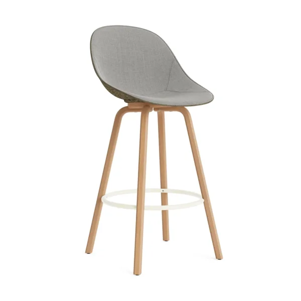 Normann Copenhagen Mat Bar Chair bar stool front upholstered 75 cm Remix 133-seaweed-beech-cream steel