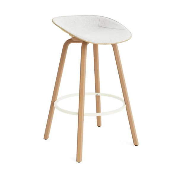 Normann Copenhagen Mat Barstool 75 cm front upholstery Hallingdal 110-hemp-beech-cream steel