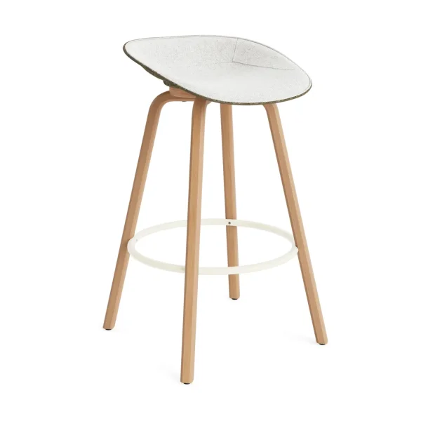 Normann Copenhagen Mat Barstool 75 cm front upholstery Hallingdal 110-seaweed-beech-cream steel