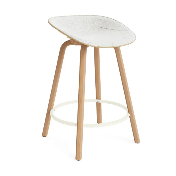 Normann Copenhagen Mat Barstool front-upholstered 65 cm. Hallingdal 110-hemp-beech-cream steel
