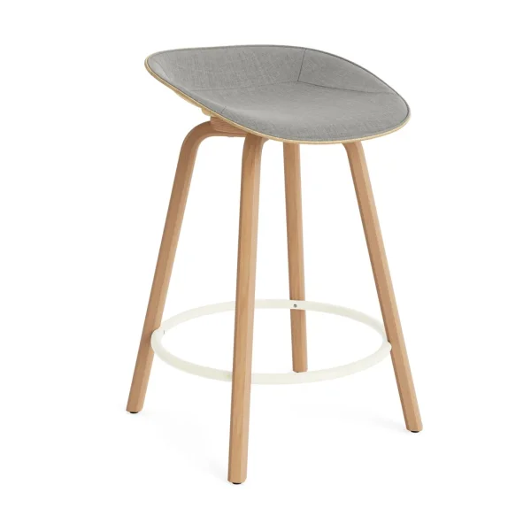 Normann Copenhagen Mat Barstool front-upholstered 65 cm. Remix 133-hemp-beech-cream steel