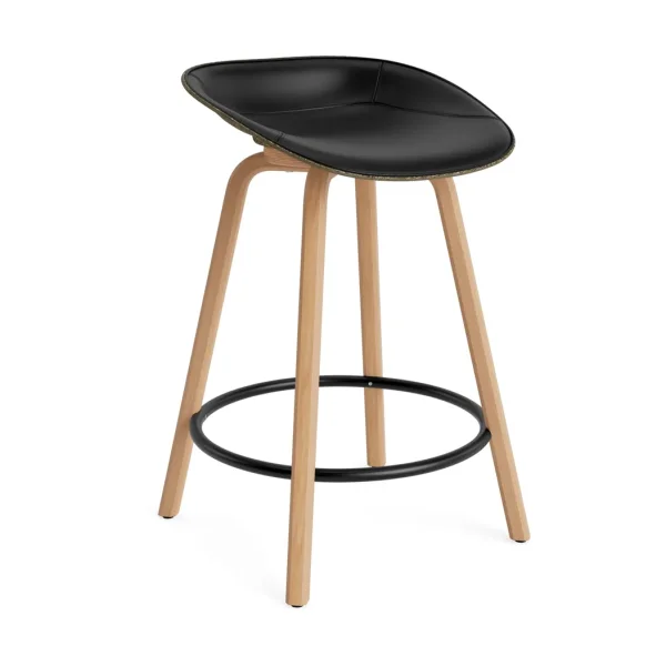 Normann Copenhagen Mat Barstool front-upholstered 65 cm. Ultra 41599-seaweed-beech-black steel
