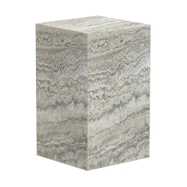 NORR11 Cubism side table Silver travertine, 30x30x50 cm