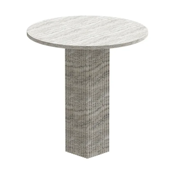 NORR11 Soho dining table Silver travertine, Ø80x74