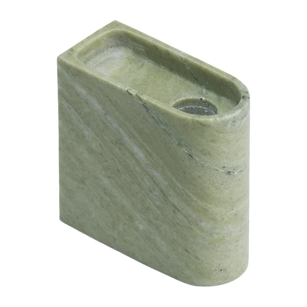 Northern Monolith candle holder low Mixed green marble