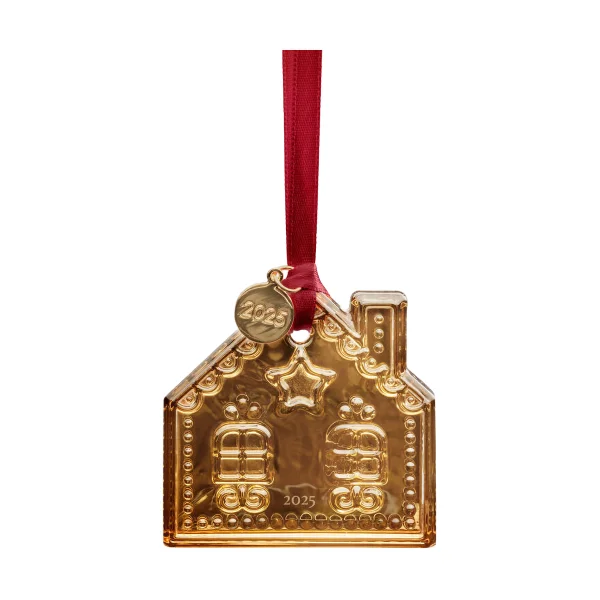 Orrefors Annual holiday ornament Christmas decoration Gingerbread House 2025, 21 K gold