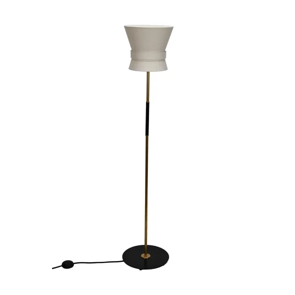 Örsjö Belysning Bow floor lamp Raw brass-cream white, small 147 cm