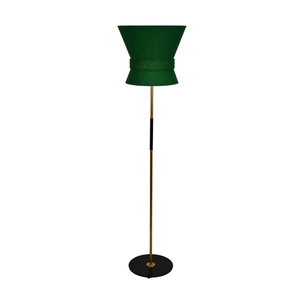 Örsjö Belysning Bow floor lamp Raw brass-emerald green, large 159 cm