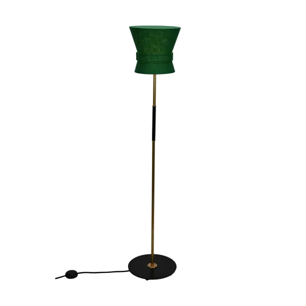 Örsjö Belysning Bow floor lamp Raw brass-emerald green, small 147 cm