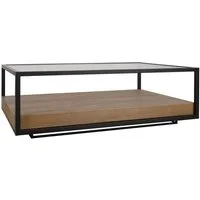 Pelli Glass Coffee Table – Oak, Glass & Iron Design | Glass & Oak Coffee Table | Andrew Martin, Coffee Table - Andrew Martin
