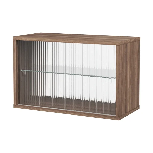 Pira Pira display cabinet Walnut-ribbed glass, 70x31 cm, glass back