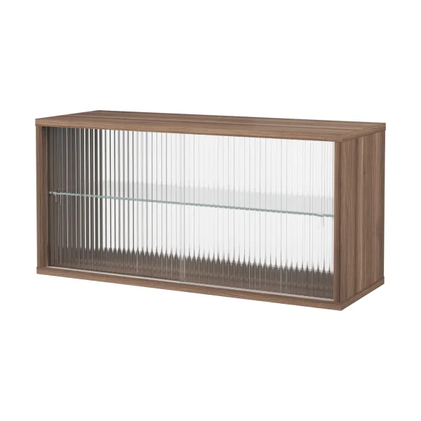 Pira Pira display cabinet Walnut–ribbed glass, 90x31 cm, 4 doors
