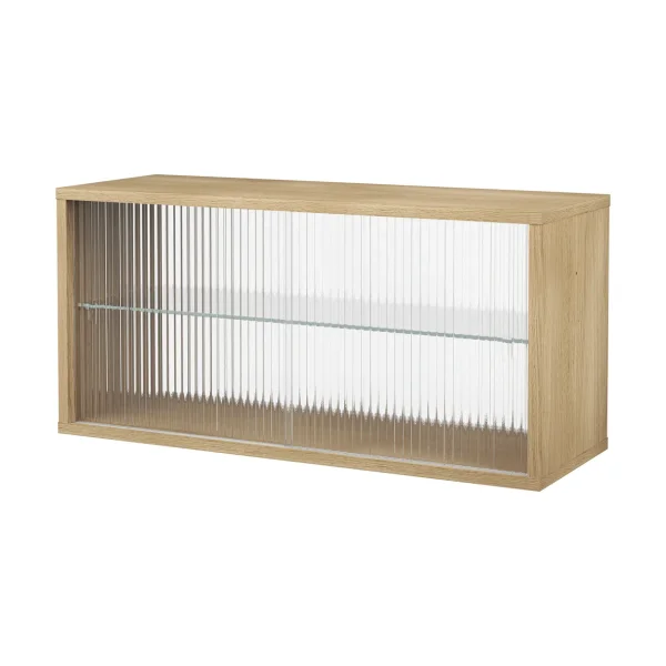 Pira Pira display cabinet Whitewashed oak–fluted glass, 90x31 cm, 4 doors
