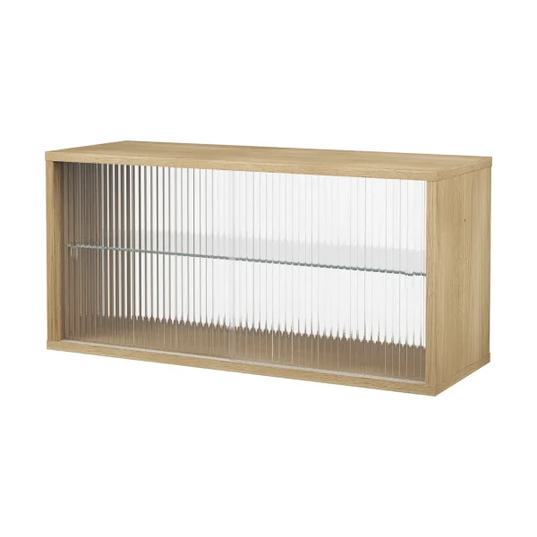 Pira Pira display cabinet Whitewashed oak–fluted glass, 90x31 cm, glass back