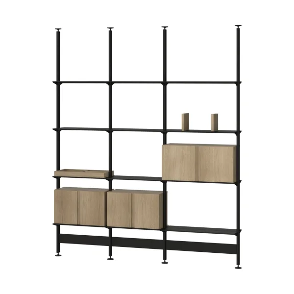 Pira Pira G2 shelving system F C B Black/Oak 248–255 cm