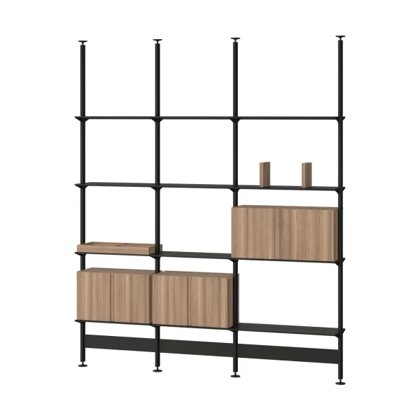 Pira Pira G2 shelving system F C B Black/Walnut 256–264 cm
