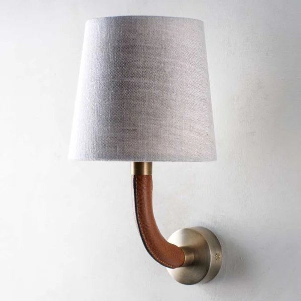 Porta Romana | Huxley Wall Light | Tan with Antique Brass