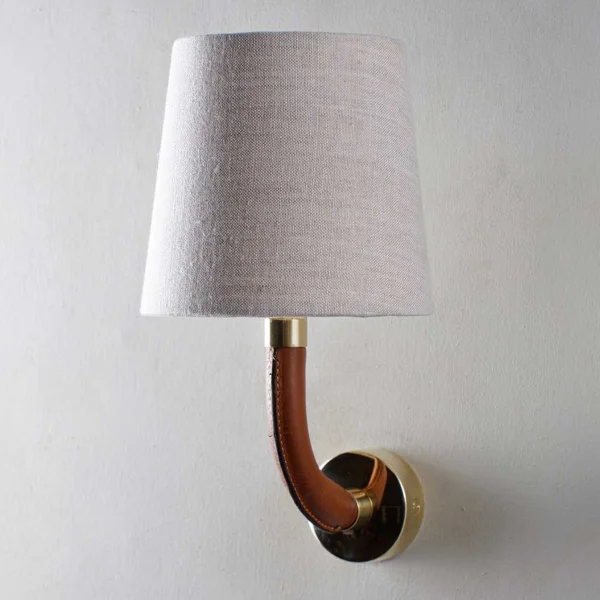 Porta Romana | Huxley Wall Light | Tan with Brass