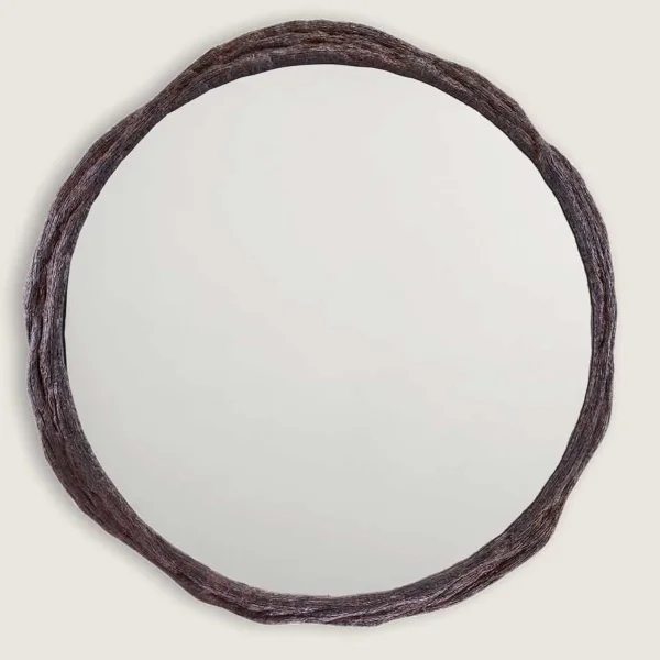 Porta Romana I Bark Mirror | Burnt Wood with Mirror Glass