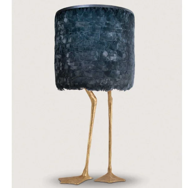 Porta Romana I Duck Feet Lamp | Decayed Gold With Admiral Blue Duck Feather