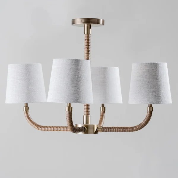 Porta Romana I Holden Ceiling Light | Dark Cane with Antiqued Brass