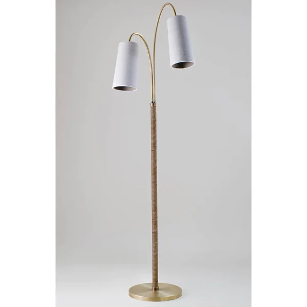 Porta Romana I Kelly floor Lamp | Antique Brass with Dark Cane