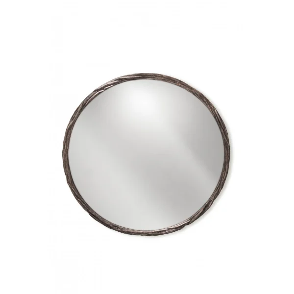 Porta Romana I Laurel Mirror Round I Burnt Silver