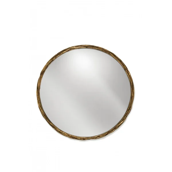 Porta Romana I Laurel Mirror Round I French Brass