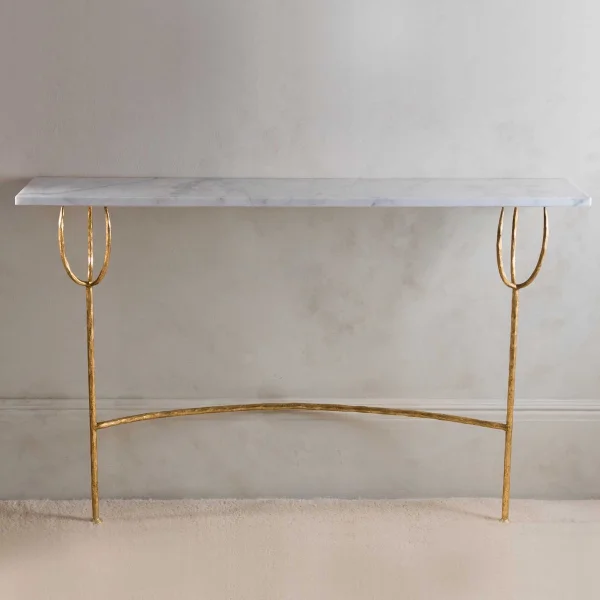 Porta Romana I Logan Hall Table | Gold with Calacatta Primavera