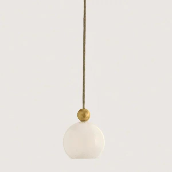 Porta Romana I Mini Orbit Pendant | Bright Brass with Milk Glass