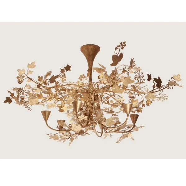 Porta Romana | Ivy Shadow Ceiling Light Large with Flute | Forest Gold