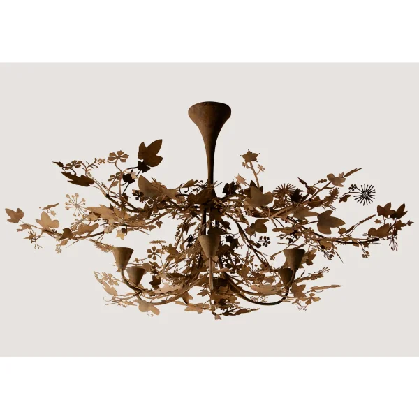 Porta Romana | Ivy Shadow Ceiling Light Large with Flute | Forest Rust