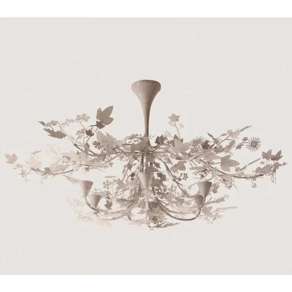 Porta Romana | Ivy Shadow Ceiling Light Large with Flute | Forest White