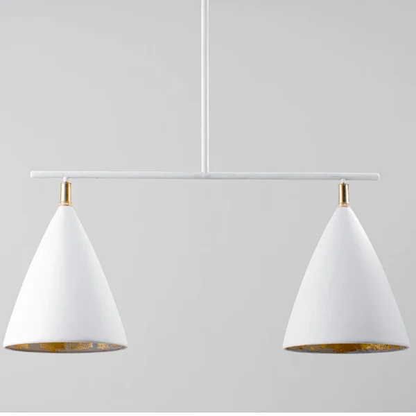 Porta Romana | Matilda Ceiling Light Medium | Plaster White with Cream Etched Gold