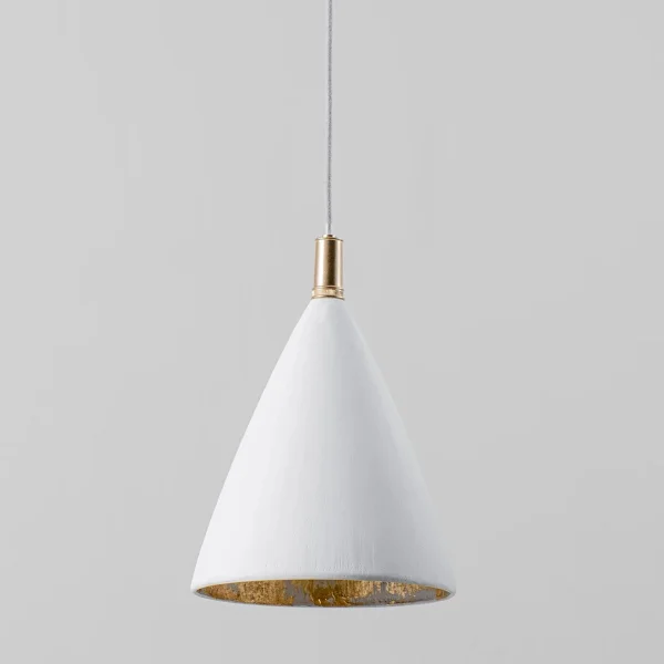 Porta Romana | Matilda Pendant Medium | Plaster White with Cream Etched Gold