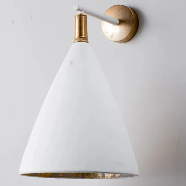 Porta Romana | Matilda Wall Light Medium Single | Plaster White with Cream Etched Gold