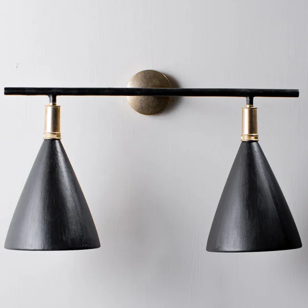 Porta Romana | Matilda Wall Light Small Double | Black with Etched Gold