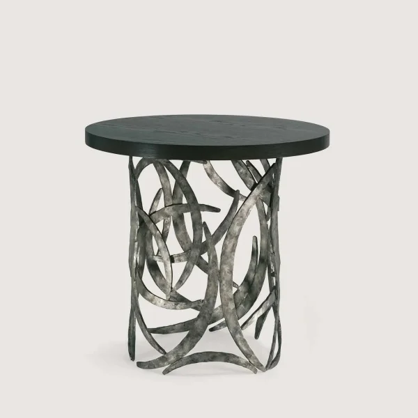 Porta Romana | Miro Drum Table | Burnt Silver