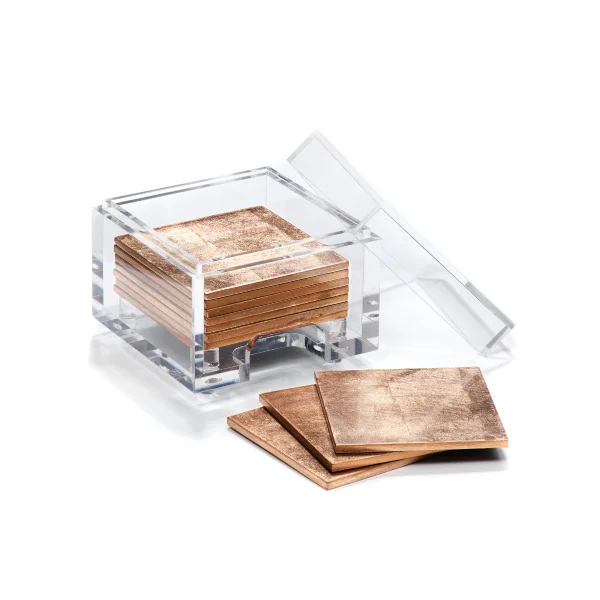 Posh Trading I Coasters I Coastbox Clear I Silver Leaf I Gold