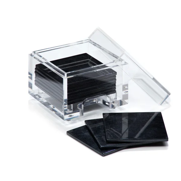 Posh Trading I Coasters I Coastbox Clear I Silver Leaf I Stormy Sky