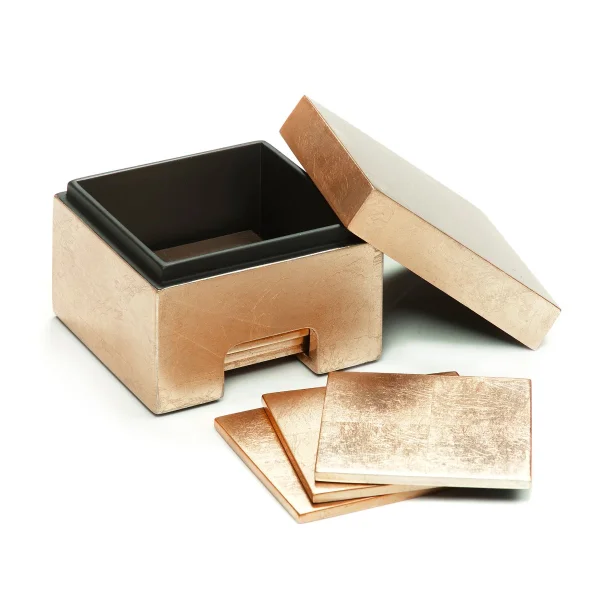 Posh Trading I Coasters I Coastbox Silver Leaf I Gold