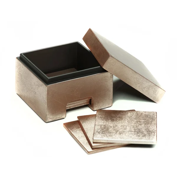Posh Trading I Coasters I Coastbox Silver Leaf I Taupe