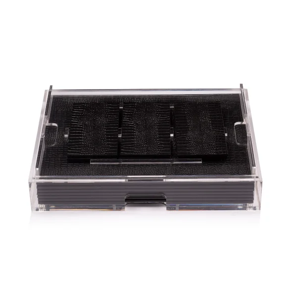 Posh Trading I Grand Matbox Clear with Faux Skin Mats I Python Black