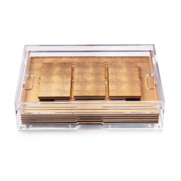 Posh Trading I Grand Matbox Clear with Silver Leaf Mats I Gold